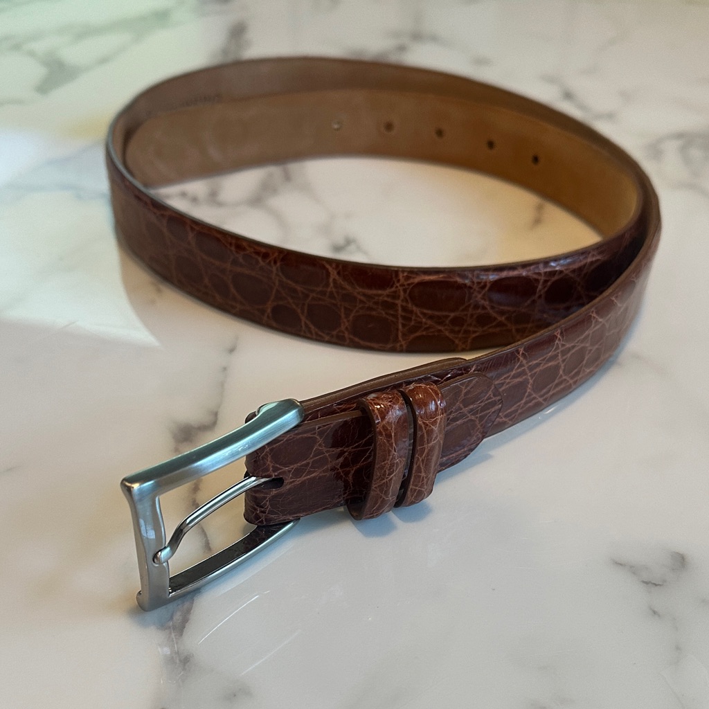 W. Kleinberg, Genuine Crocodile, Men's Cognac Belt (121a)